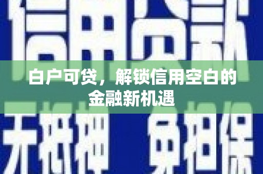 高埗白户可贷，解锁信用空白的金融新机遇