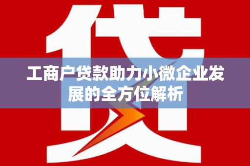 高埗工商户贷款助力小微企业发展的全方位解析