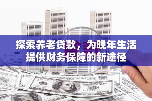 高埗探索养老贷款，为晚年生活提供财务保障的新途径