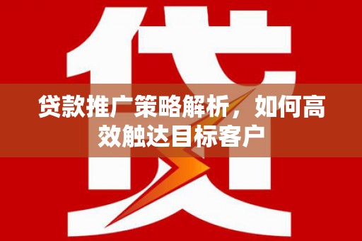 高埗贷款推广策略解析，如何高效触达目标客户