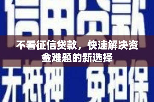 高埗不看征信贷款，快速解决资金难题的新选择
