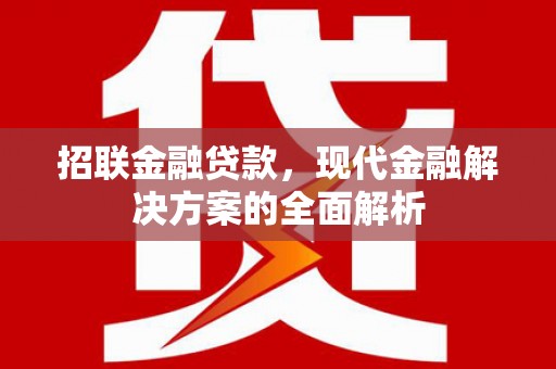 高埗招联金融贷款，现代金融解决方案的全面解析