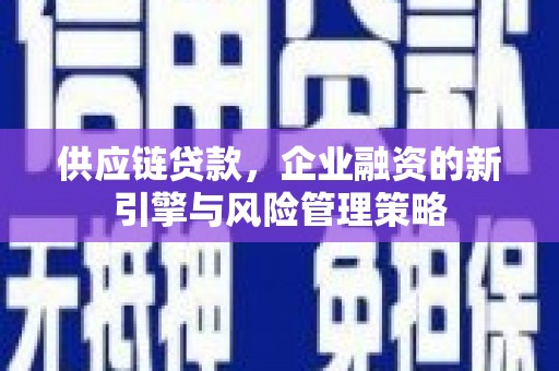 高埗供应链贷款，企业融资的新引擎与风险管理策略