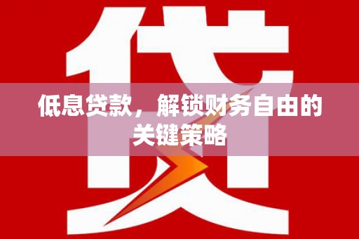 高埗低息贷款，解锁财务自由的关键策略