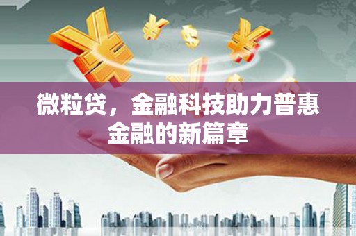 高埗微粒贷，金融科技助力普惠金融的新篇章